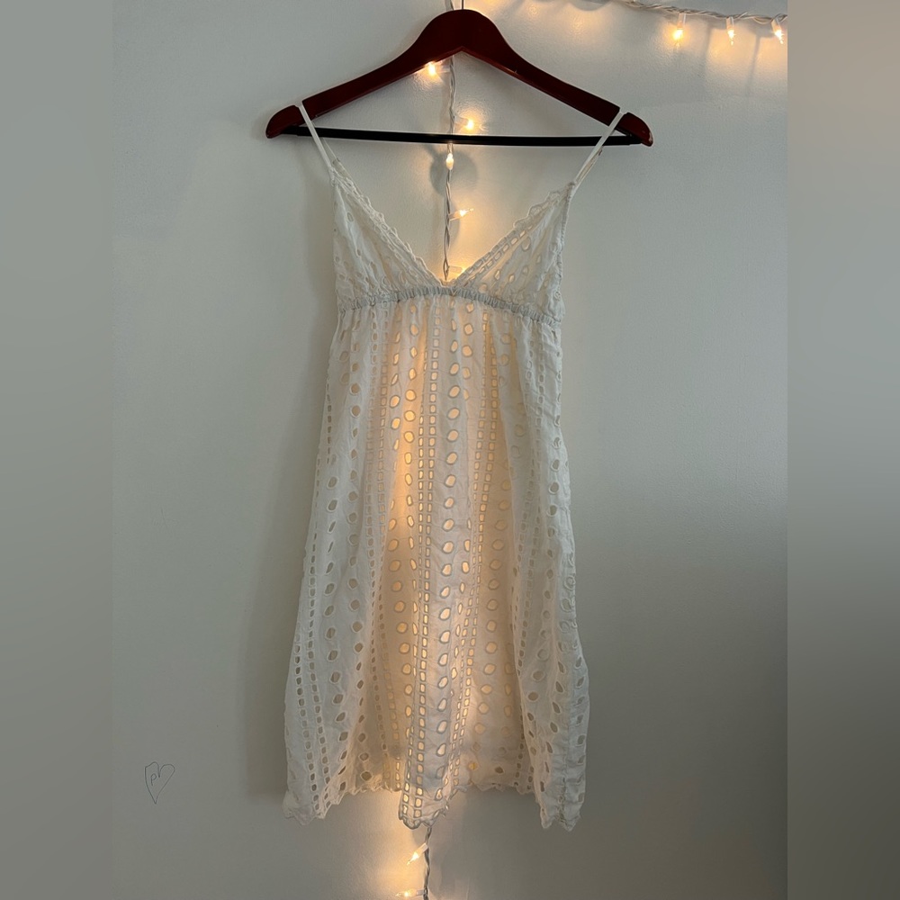 White cottons knee length summer dress